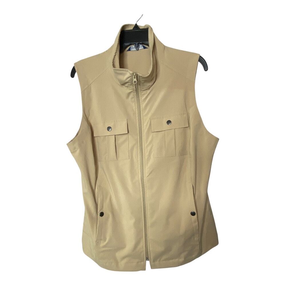 Travelsmith Men's Size M Lightweight Utility Vest Beige Tan Gorpcore Fisherman
